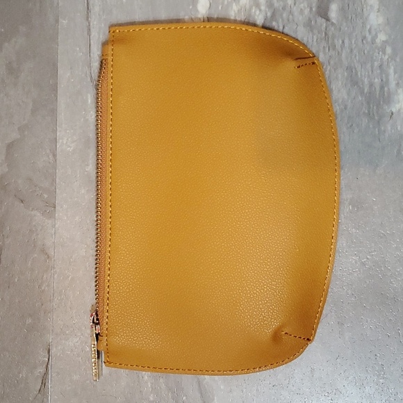 NWOT Love & Lore small thin zip pouch. Vegan leather (faux). Tan/mustard yellow. - Picture 2 of 7